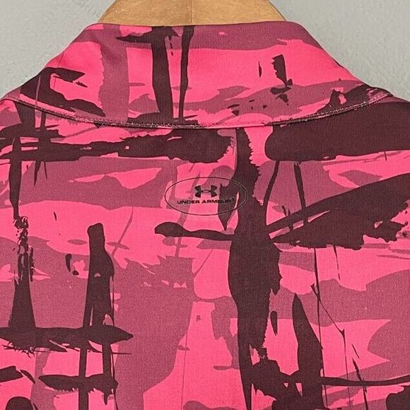 Under Armour Coldgear Size Medium Pink Camo Thermal Mock Neck 1/4 Zip Pullover - Picture 7 of 12